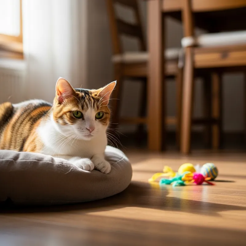 Playful Ginger Cat on Plush Cushion