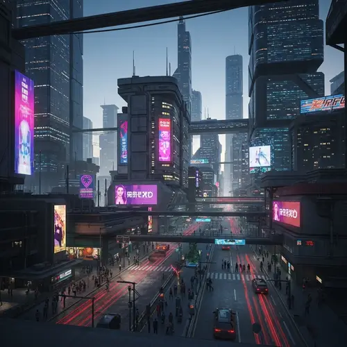 Futuristic Cityscape Twilight: Cyberpunk Aesthetics | Website