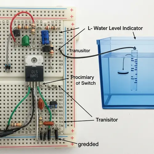 Water Level Indicator Circuit with Transistor on Breadboard
