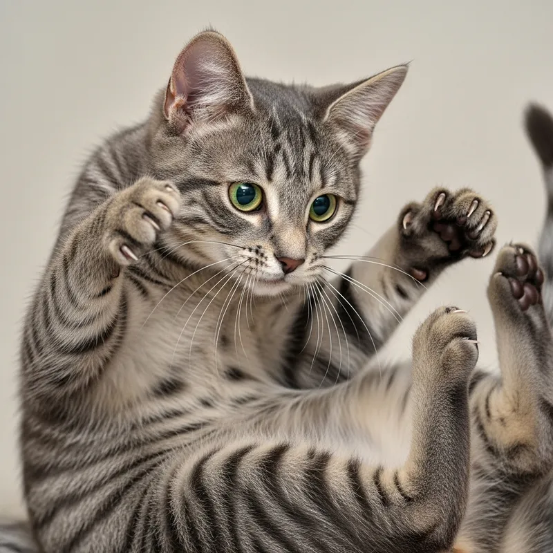Cute Gray Tabby Cat Playing