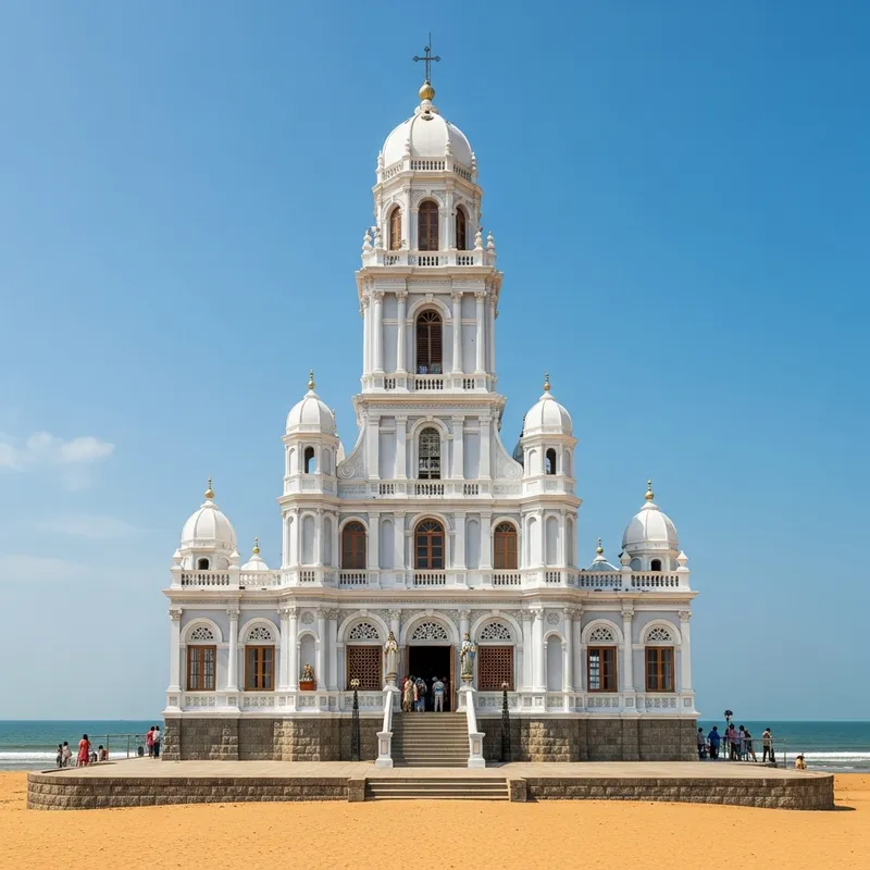 Our Lady of Vailankanni on Beach | Tranquil Religious Shrine Our Lady of Vailankanni on Beach | Tranquil Religious Shrine