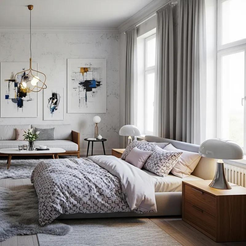Scandinavian Luxe Interior Design: Living Room & Bedrooms