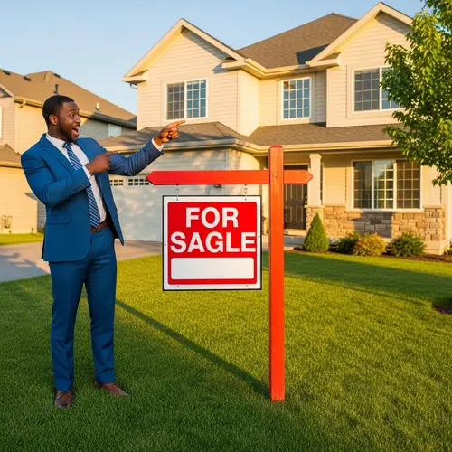 Exciting Real Estate Deal: For Sale Sign in Suburban House Lawn