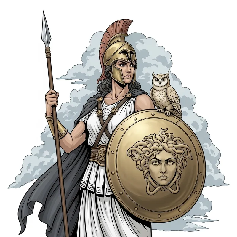 Athena: Greek Goddess of Wisdom and Warfare Illustration