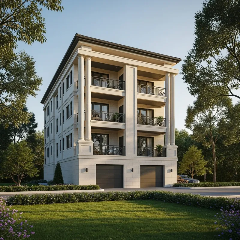 Modern 4 Storey Residential Building with 2 Bays