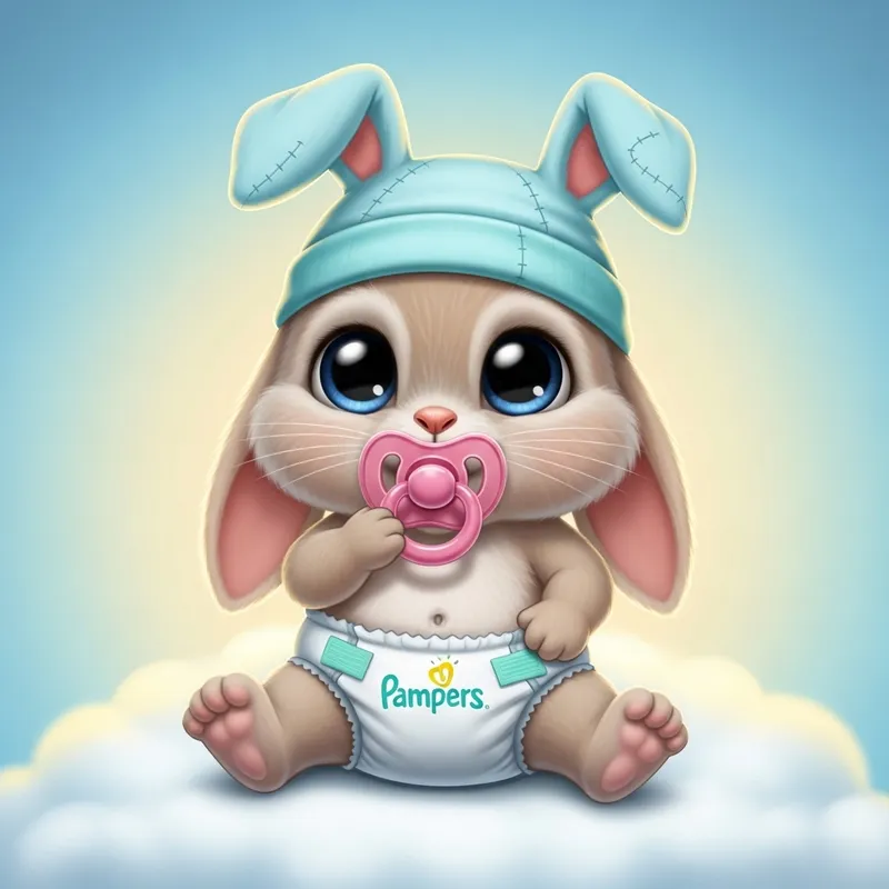 Baby Bunny in Diapers - Cute Baby Rabbit Character