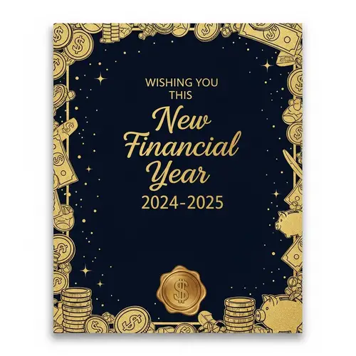 New Financial Year 2024-2025 Greetings | Celebratory Card Illustration