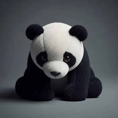 Plush Panda on Lead-Colored Background