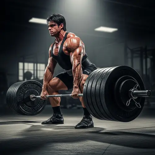 Muscular Guy Deadlifting 20 Plates - Powerlifting Strength