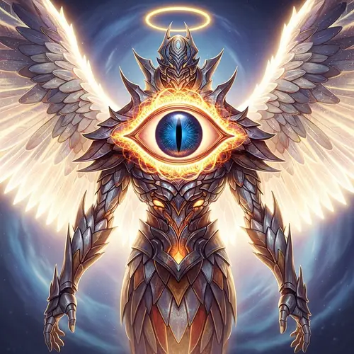 Biblical Angel Boss with Glowing Eye Rings | Game Character