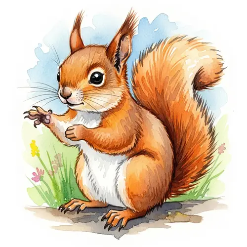 Charming Baby Squirrel in Vibrant Watercolors