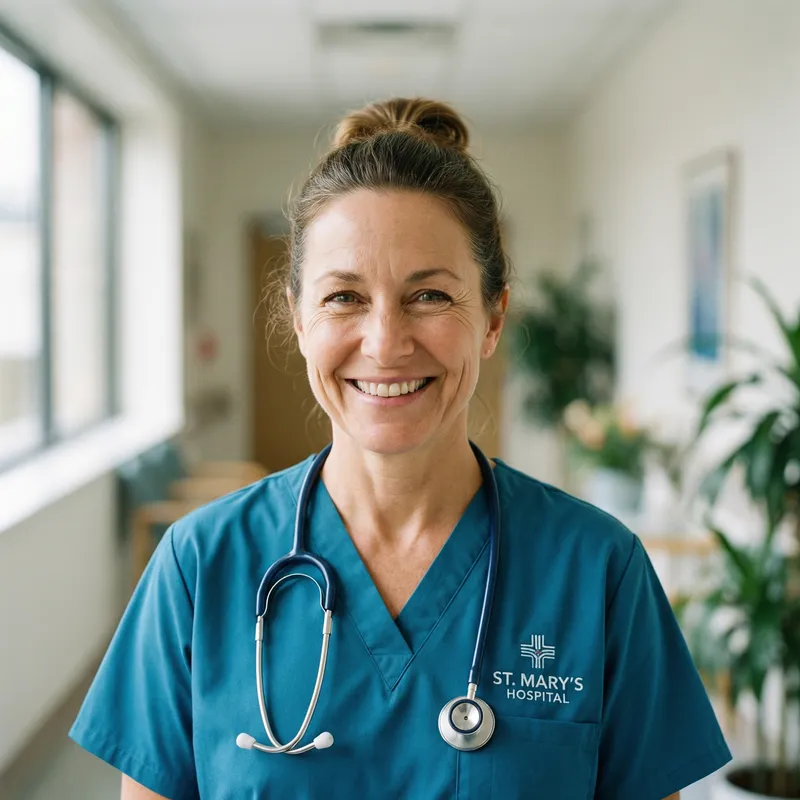 Caring Nurse Headshot in Medical Scrubs