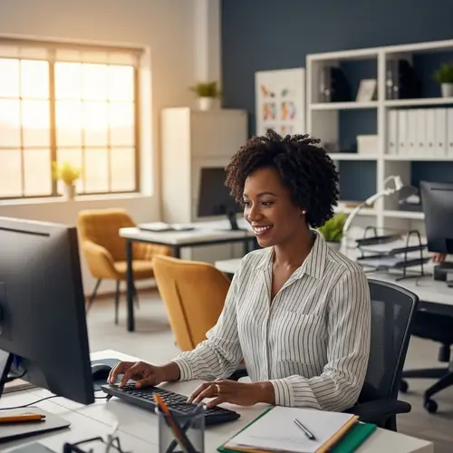 Expert Black Woman Manager in Modern Office Setting