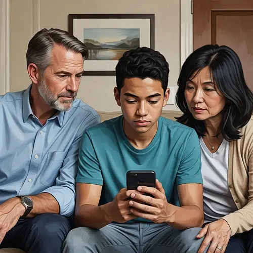 Serious Family Discussion About Teen's Smartphone Usage