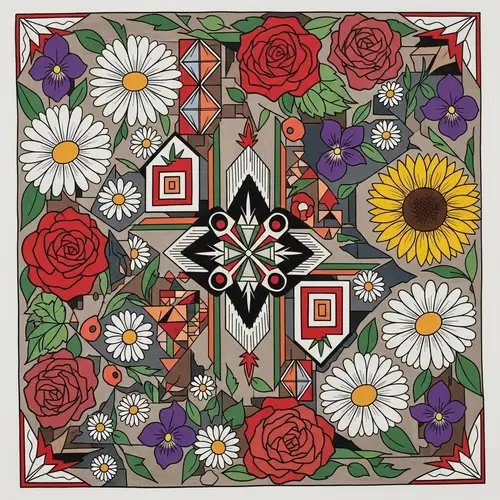Traditional Dakota Native American Floral Artwork Design