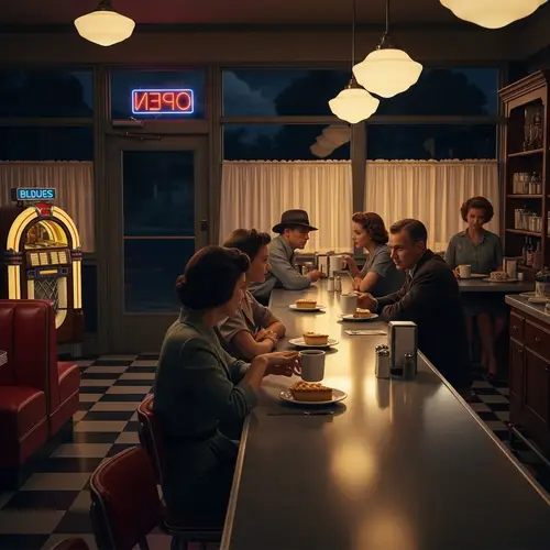 Vintage Film Noir Diner: Nostalgic Setting for Mystery Lovers