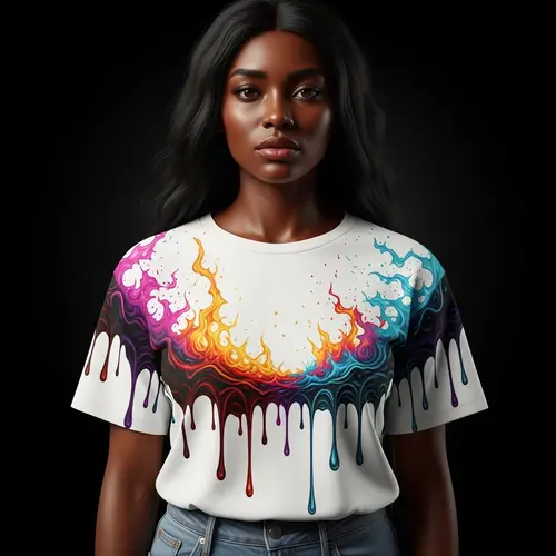 Light-Skinned Black Lady in Artistic Line Art | Fire & Ice Splash in 8K