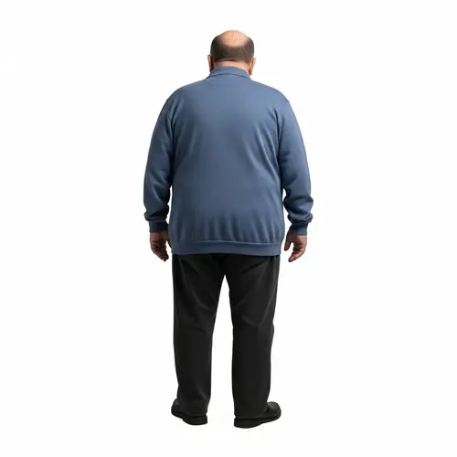 Elderly Rotund Gentleman | Short Brown Hair | Back View