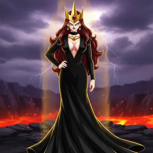 Saiyan Queen in Black Dress with Pointed Tiara | Website
