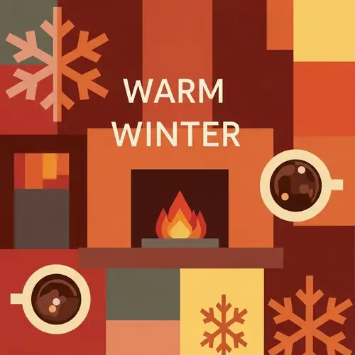 Warm Winter Abstract Composition with Geometric Shapes