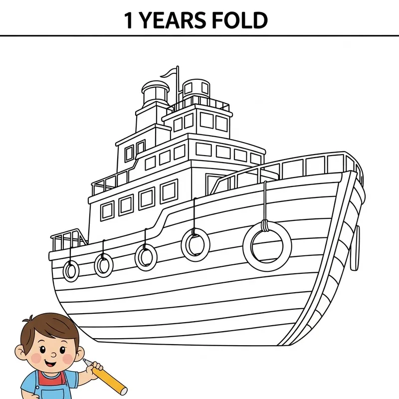 Large Simple Boat Coloring Page for Toddlers