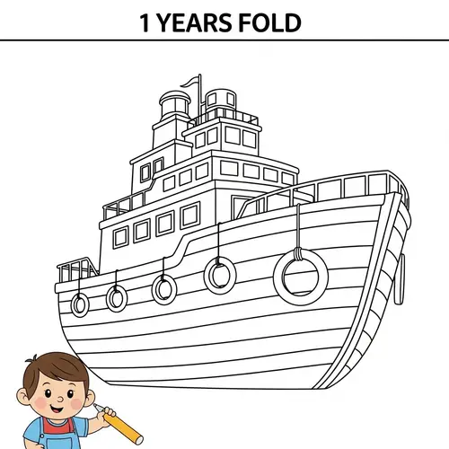 Simple Boat Coloring Page for 1-Year-Olds