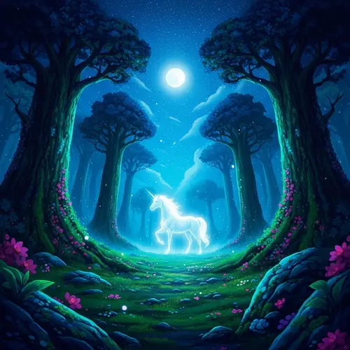 Majestic Unicorn in Mystical Forest | Fantasy-Inspired Scene