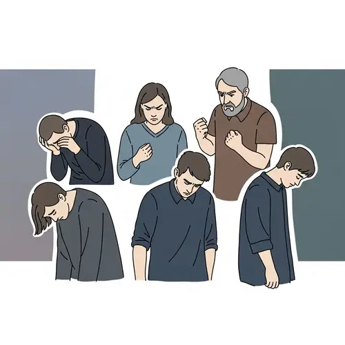 Minimalist Abstract Humanoid Figures Expressing Failure Emotions