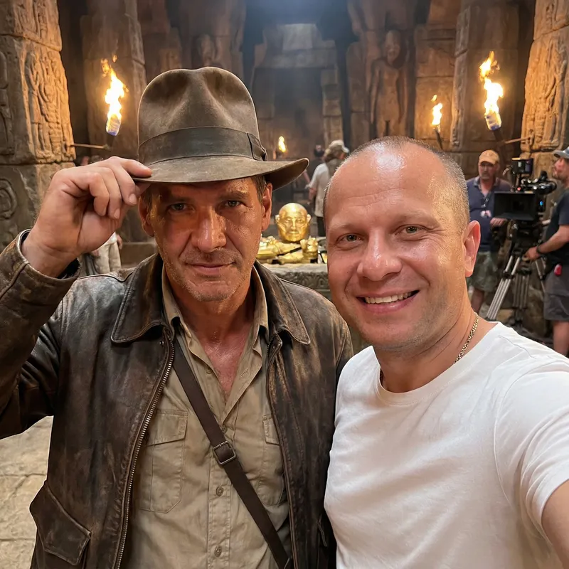 Candid Selfie with Harrison Ford on Indiana Jones Set