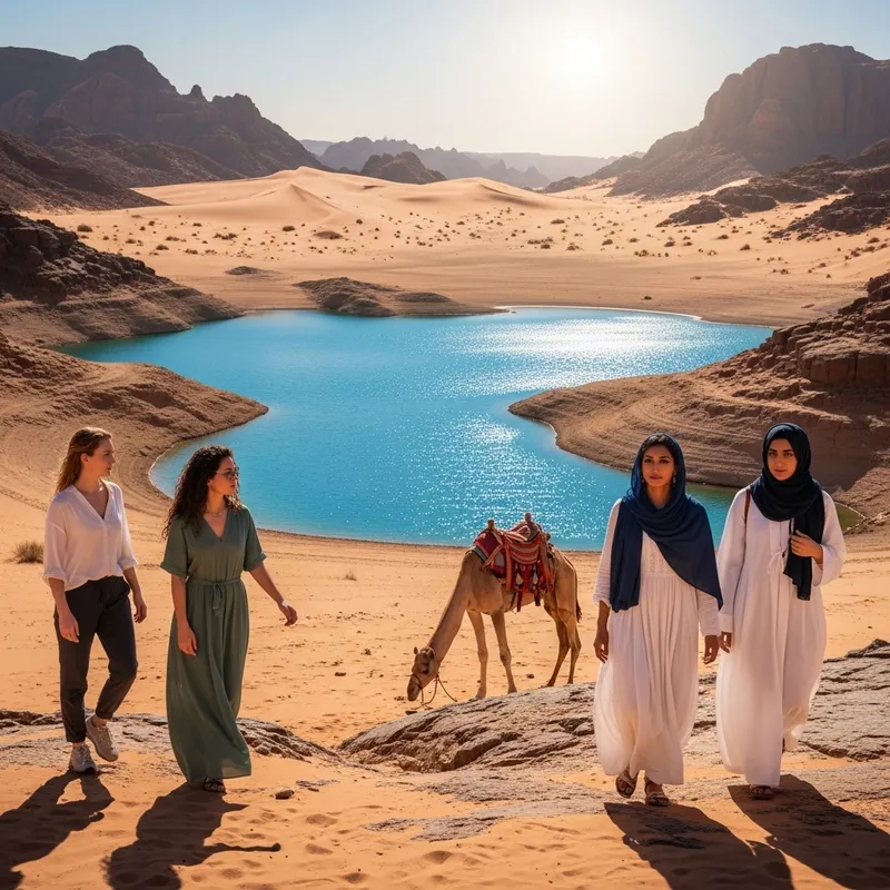 Four Beautiful Women in the Desert Oasis Four Beautiful Women in the Desert Oasis