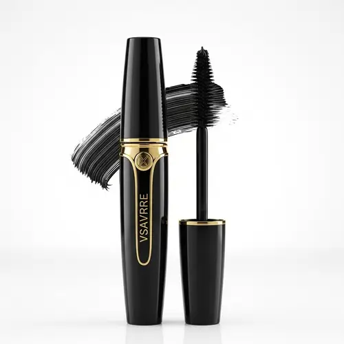 Sleek Black Mascara Tube with Golden Accents