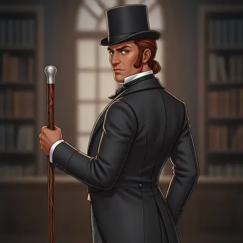 Confident Gentleman in Kyphosis-Friendly Tailcoat and Chimneypot Hat