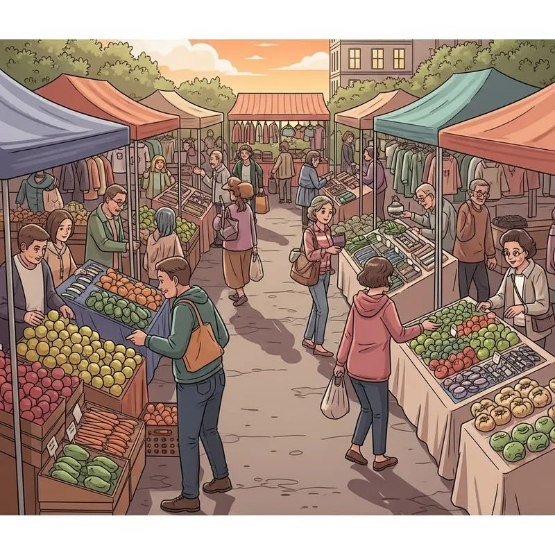 Energetic Open-Air Market: Fresh Produce, Handmade Goods & More