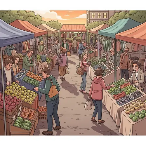 Vibrant Open-Air Market: Fresh Produce, Handmade Goods & More