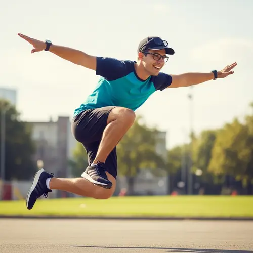 Joyful Humanoid Character Leaping with Enthusiasm