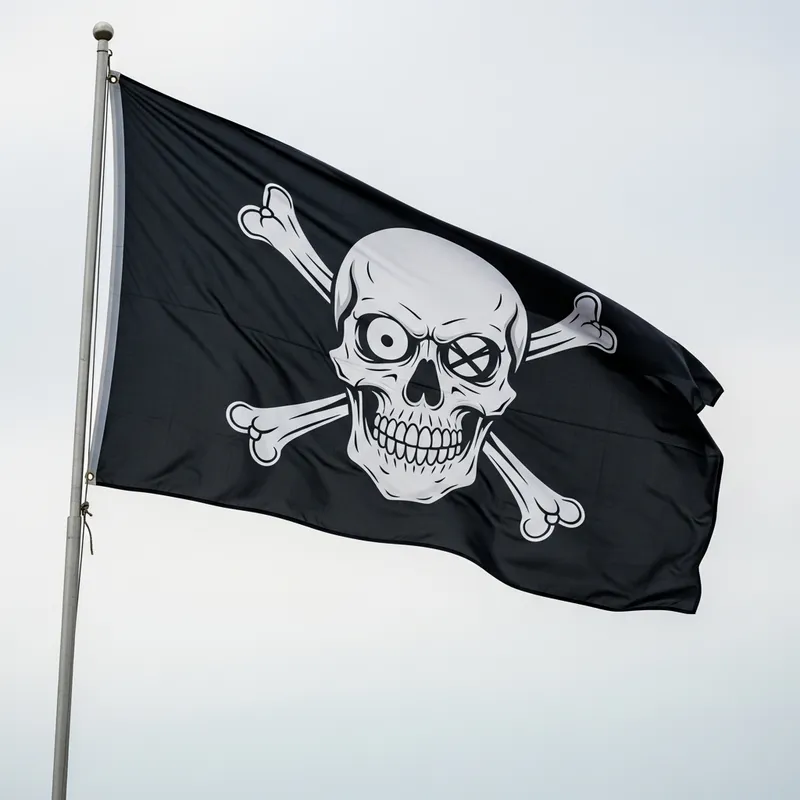 Funny Skull Pirate Flag Flying in the Wind