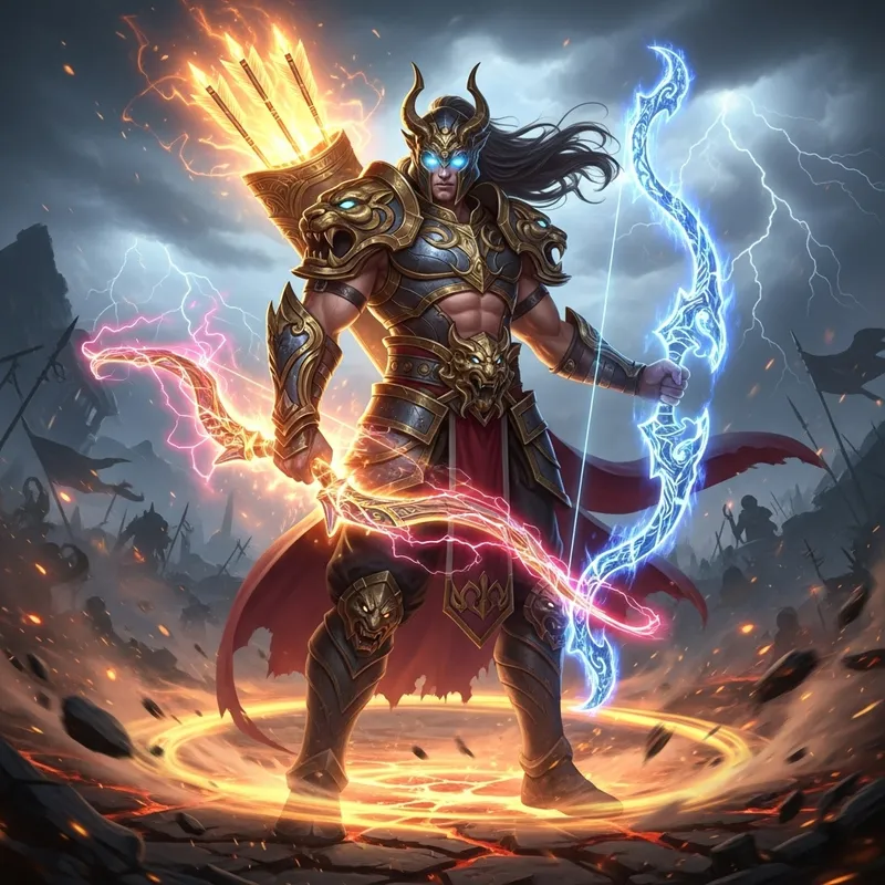 Divine Powers of Barbarik: A Mythological Illustration Divine Powers of Barbarik: A Mythological Illustration