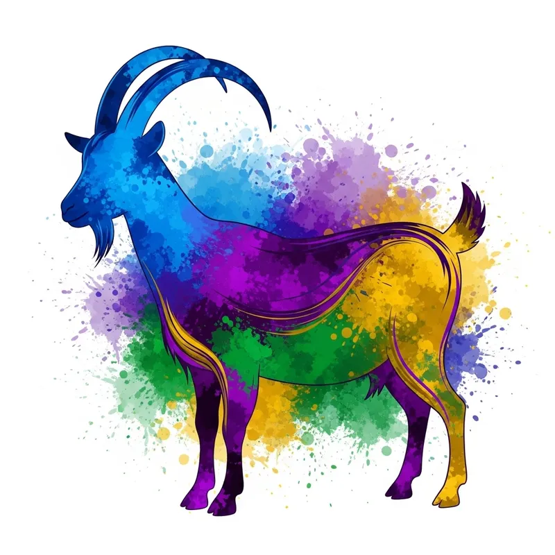 Abstract Goat Artwork with Vibrant Colors