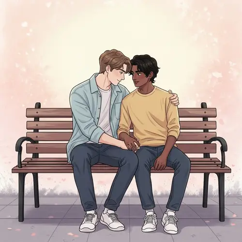 Romantic Couple Illustration in Soft Pastels