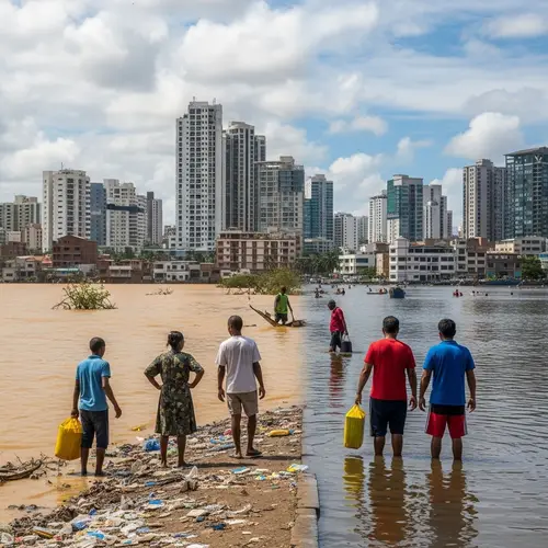 Cityscape Devastated by Drought and Flood | Documentary Photojournalism