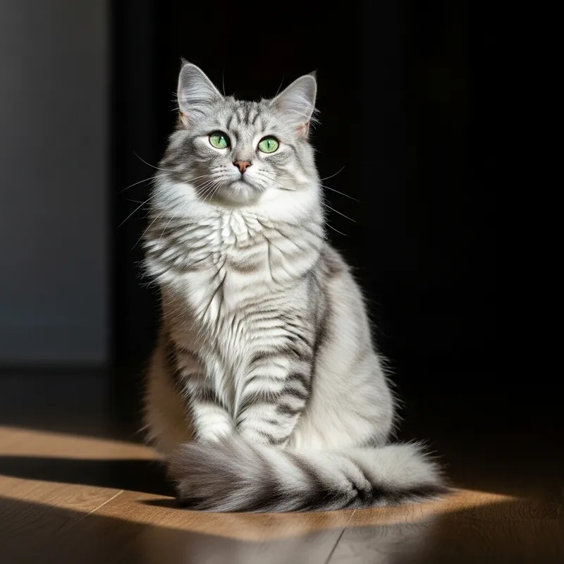 Majestic Siberian Cat with Emerald Eyes