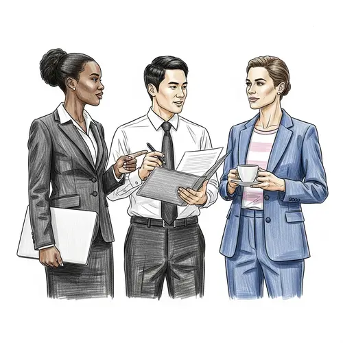 Intricate Professional Discussion Pencil Drawing