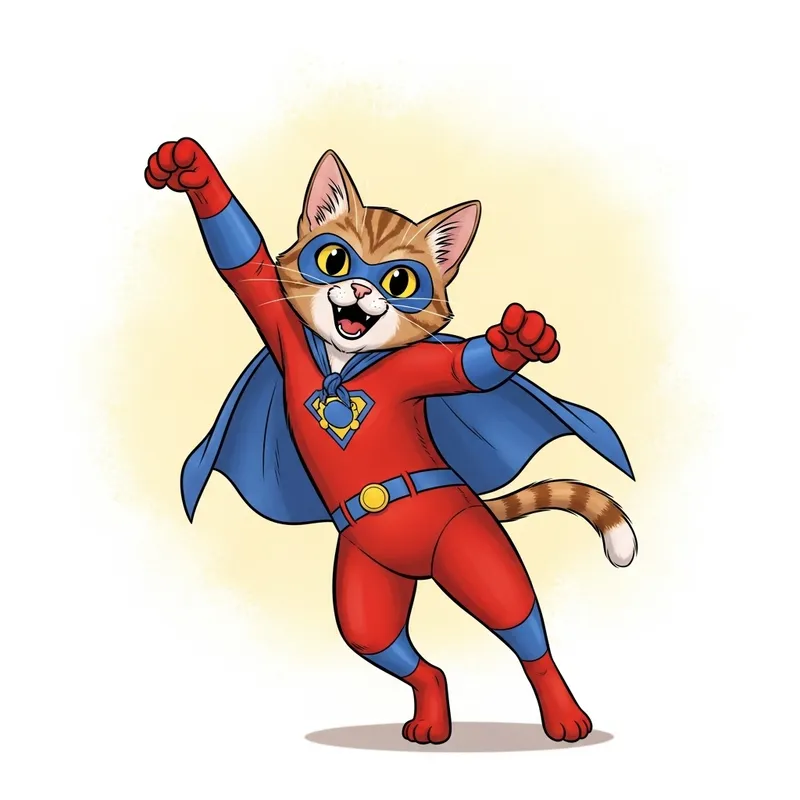Mischievous Cat in Spiderman Costume | Dynamic Comic Book Illustration