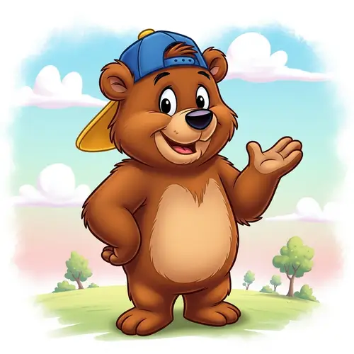 Charming Sexy Bear Cartoon - Playful & Friendly Art