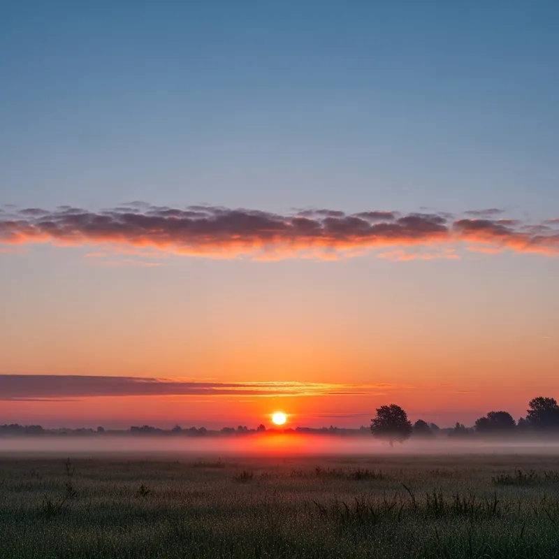 Tranquil Morning Landscape: Pink & Orange Sunrise Tranquil Morning Landscape: Pink & Orange Sunrise