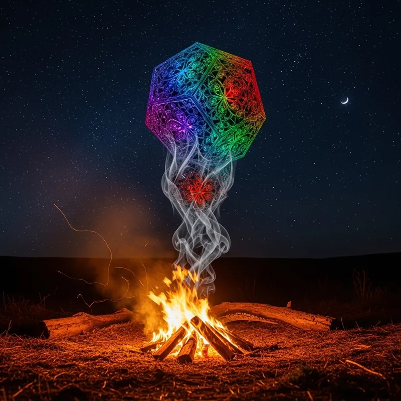 Mesmerizing Campfire Smoke Transforms into Vibrant Geometric Fractal