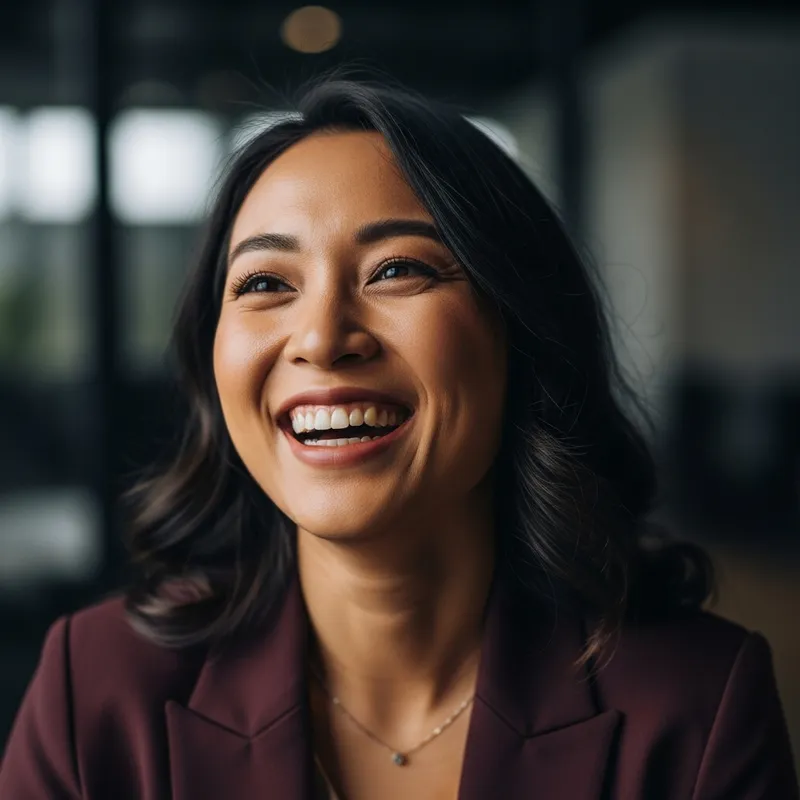 Energetic Asian Marketing Manager Office Portrait