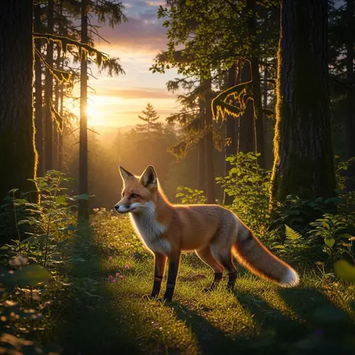 Majestic Red Fox in Forest Sunset | Nature Wildlife