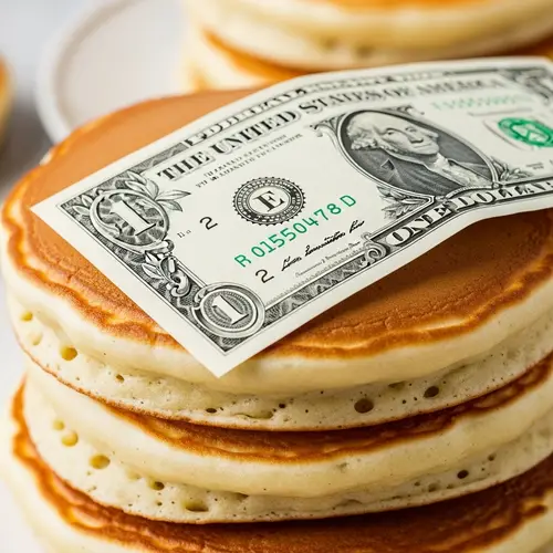 Whimsical Pancake Still Life with Money Topper