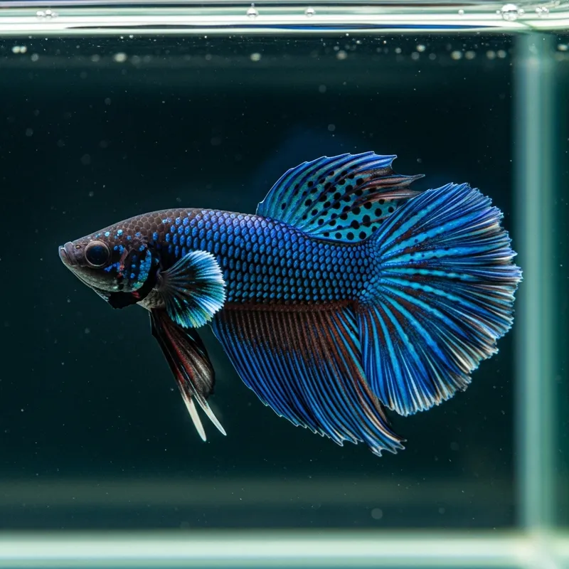 Avatar Betta Fish - Majestic HMPK Variety with Blue Fin and Black Body